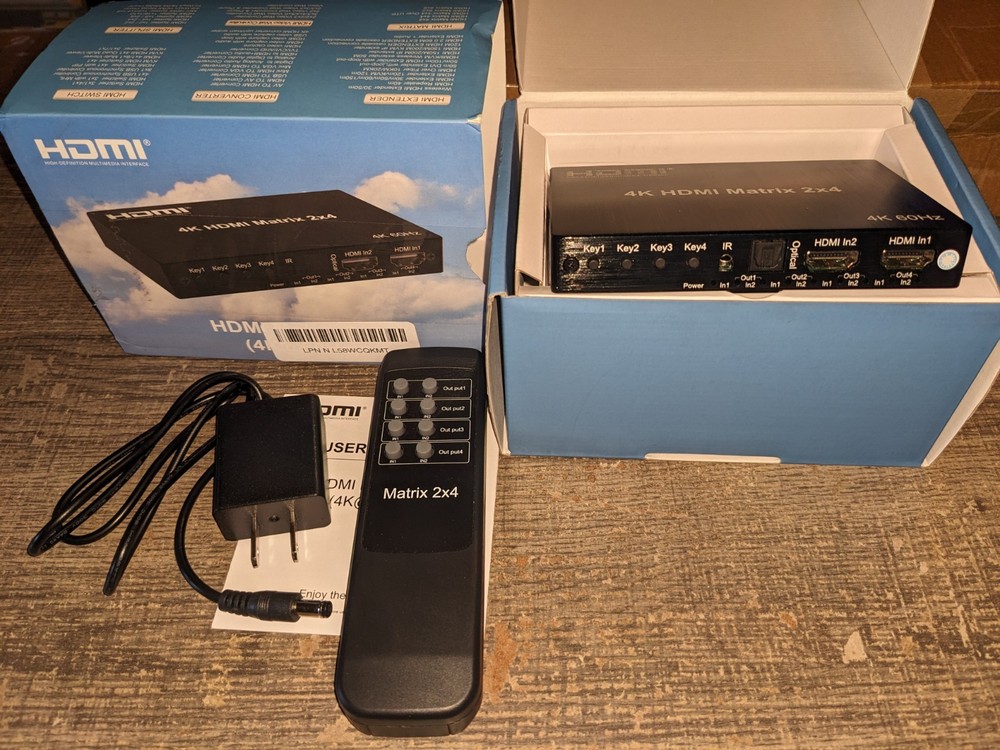 4K 60hz HDMI Matrix 2×4 2 In 4 Out Switch Splitter PC TV Audio Video Converter