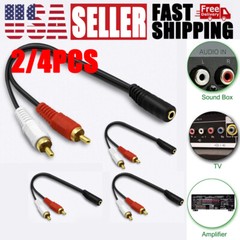3.5mm Cable Stereo Female Jack to 2 Male RCA to Headphone Plug Adapter 2/4Pcs