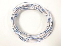 25 FEET AUTOMOTIVE WIRE 18 AWG HIGH TEMP TXL WIRE WHITE WITH BLUE STRIPE