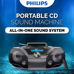 Philips Portable CD Player Boombox, Bluetooth with Cassette Radio. USB. MP3