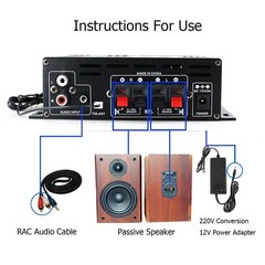 2 Channel 800W bluetooth Mini HIFI Power Amplifier Audio Stereo Amp Home Car FM