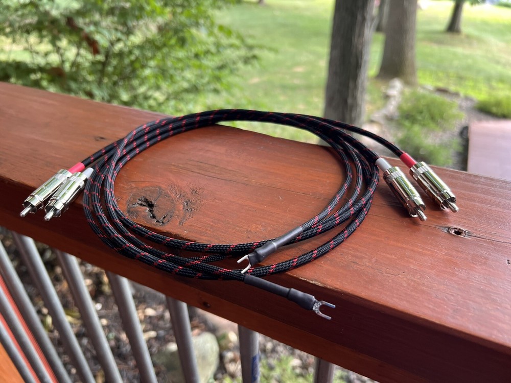 2 Ft Audiophile Turntable Phono RCA Cables w/Ground Low Capacitance