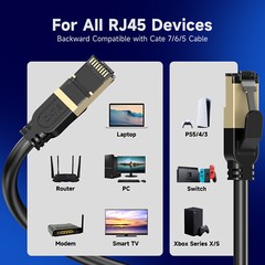 CAT8 RJ45 Ethernet Cable Super Speed 40Gbps Cat 8 Network Cable Gold Plated Lot