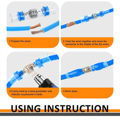 10/100x BLUE Solder Stick Seal Sleeve Heat Shrink Butt Wire Connectors 16-14AWG