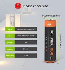 8Pack NiMH AA Rechargeable Batteries 1.2V 800mAh for Solar & Household Use
