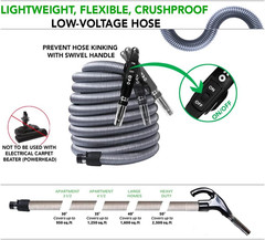 40Ft Universal Central Vacuum Hose with Handle Control – Crushproof Design