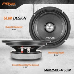 4x PRV Audio 6.5″ Midrange Bullet Shallow Car Speaker 4 Ohm 6MR250B-4 SLIM 1000W