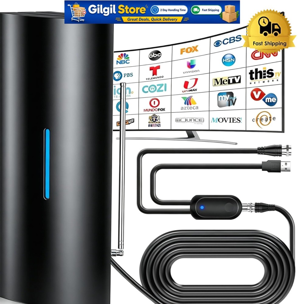 2026 Upgraded HD TV Antenna – Indoor/Outdoor, 8K Support, 100 Miles Range