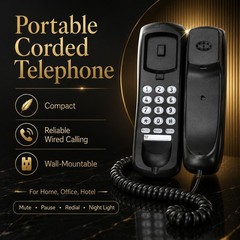 Wall Mountable Black Corded Landline Telephone Desk Phone Home Office Wired