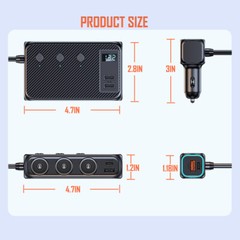 9in1 Multi Port USB C Car Cigarette Lighter Splitter 171W Fast Charging Adapter