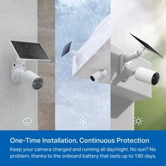 TP-Link 𝗧𝗮𝗽𝗼 SolarCam C402 Kit, Outdoor Battery Camera w/Solar Panel Base…
