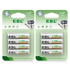 EBL 8 Packs Rechargeable AAA Batteries 1100mAh 1.2V Ni-MH Triple A Battery NiMH