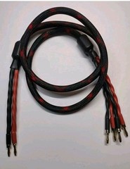 One Piece 12AWG OCC Pure Copper HIFI Audio Bi-wire Speaker Cable 2to4 Plugs 5ft
