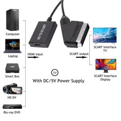 ABS 1080P HDMI-Compatible To Scart Video Output Audio Converter Adapter q