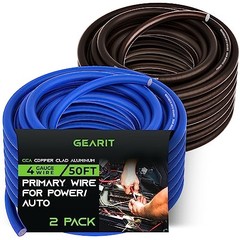 (50ft Each – Black/Blue Translucent) Black/Blue – 50ft Each 4 Gauge Wire