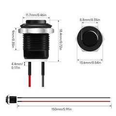 4PCS 12mm Momentary Push Button Switch IP65 Waterproof Push Button Switch with