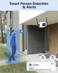 Wifi/PoE Panoramic 8MP 180° Dual Lens Full Color IR IP Camera Bullet iCSee/XMEYE