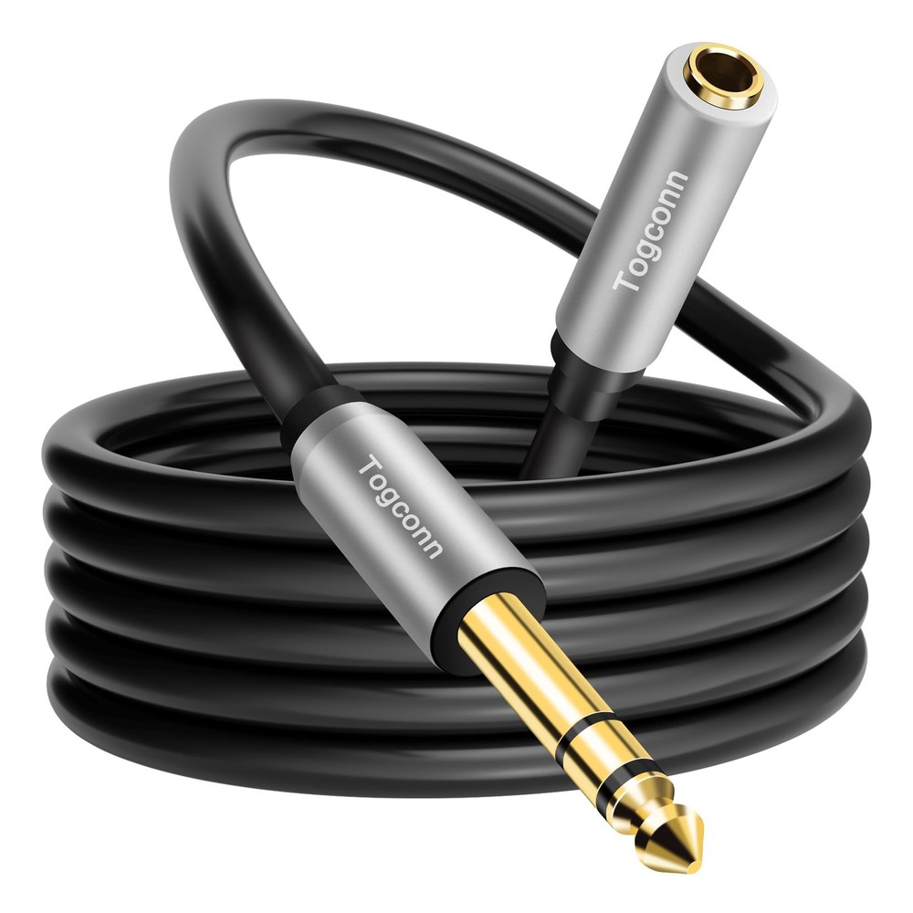 Togconn 1/4 inch Extension Cable 4 Feet, 6.35mm 1/4″ TRS Male 4 Black