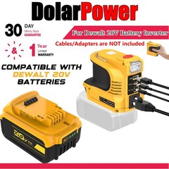 Pack 220W USB-C Power Inverter For DeWalt 20V 5.0Ah Lithium Ion Battery DCB205-2