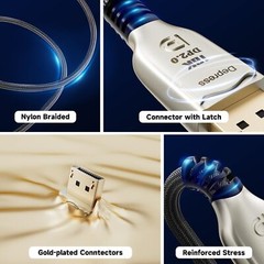 8K DisplayPort 2.0 Cable 6ft 16K DP Cable 2.0 16K@60Hz 8K@120Hz 4K@240Hz 165H…