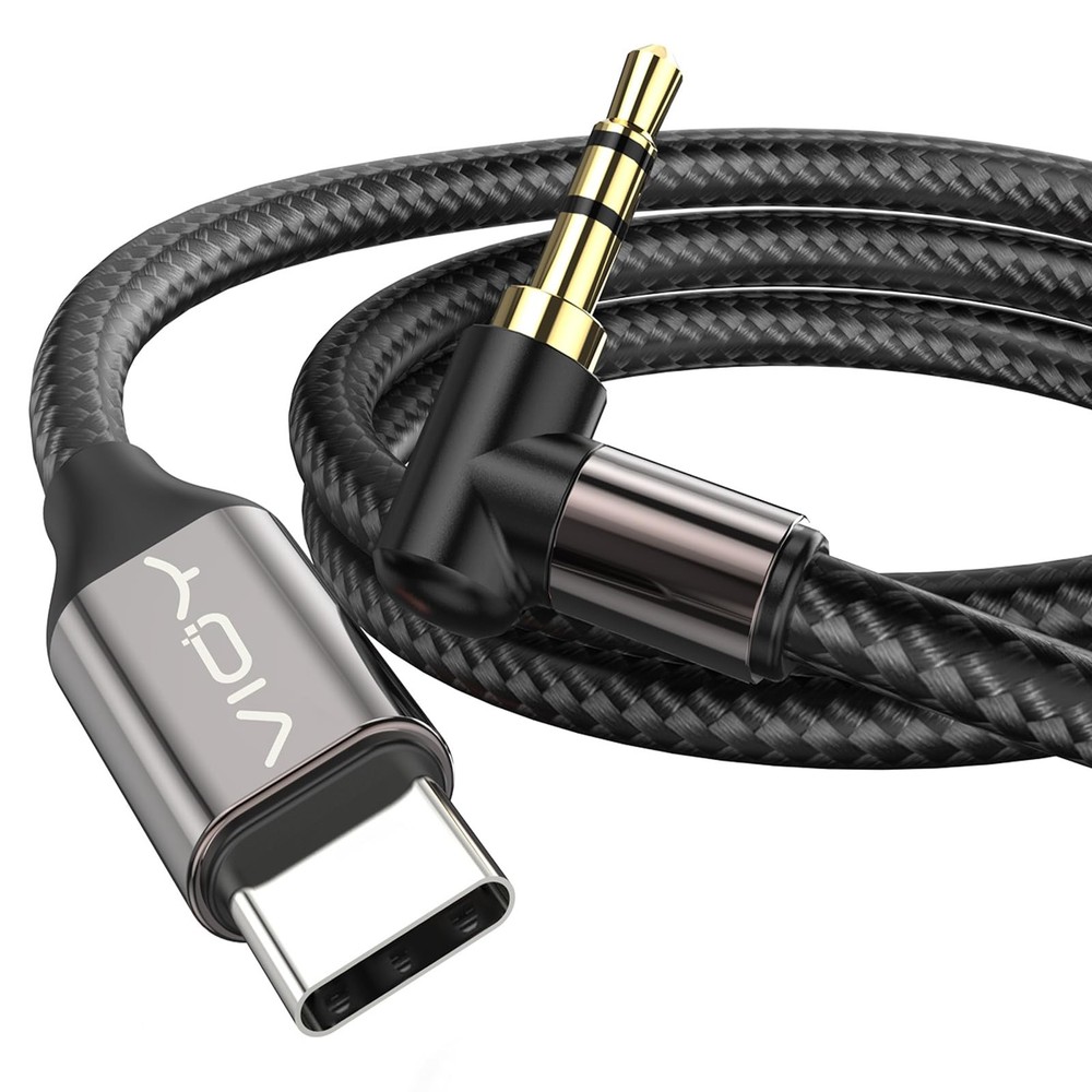 VIOY USB C to Aux 6.6 FT, Type C to 3.5mm Male Aux Cord for Car 90 Degree, US…