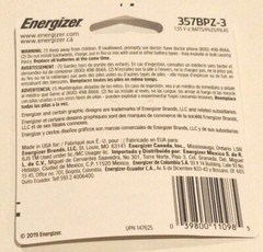Energizer 1.55 V Silver Oxide Coin Battery-357 – 3 Count