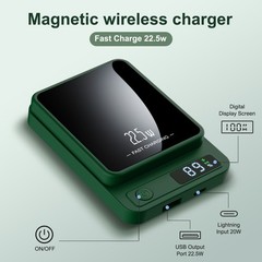 5000mah magnetic wireless mobile power bank, 22.5W fast charging for iphone