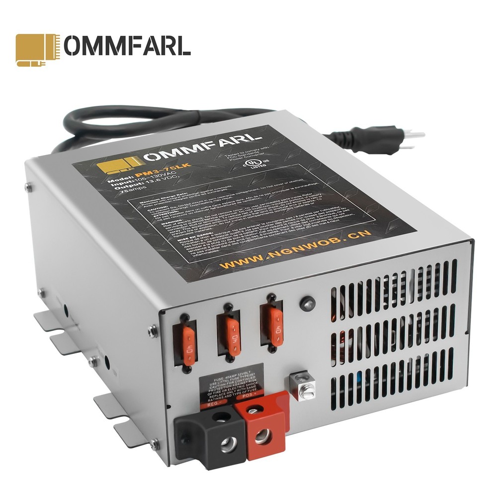 75AMP 110VAC to 12VDC Power Supply Converter Battery Charger for RV White
