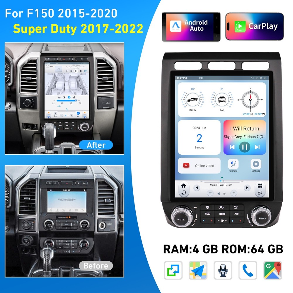 LINKSWELL GEN 6 “T” Style Radio for 2015-2022 Ford F-Series Carplay Android Auto