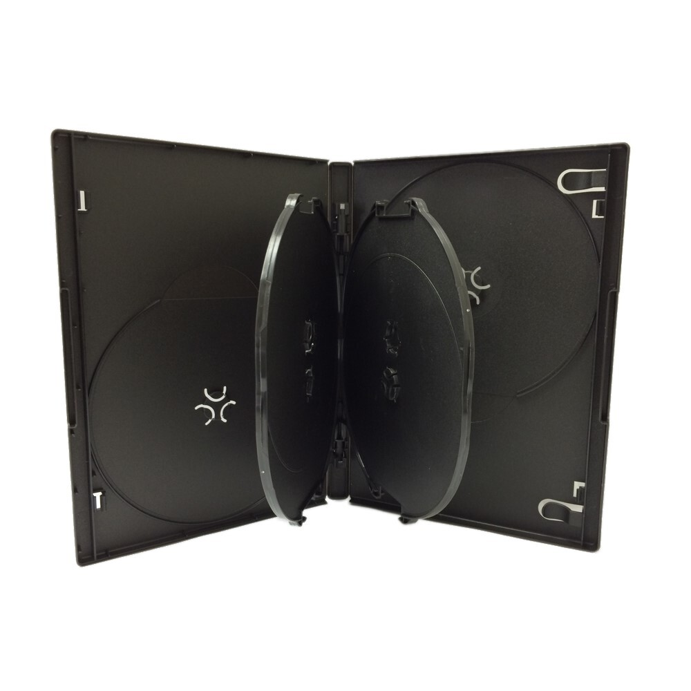 5 Standard 14mm Multi Hold 6 Disc Six CD DVD Black Case Movie Box 2 Trays