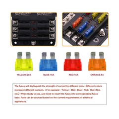 6 Way Circuit Car Boat Blade Mini ATC ATO Fuse Block Fuse Box Holder 12V/24V DC