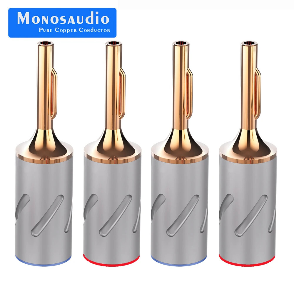 Monosaudio B801 Pure Copper Rhodium Plated Banana Plug for HiFi Loudspeaker Wire