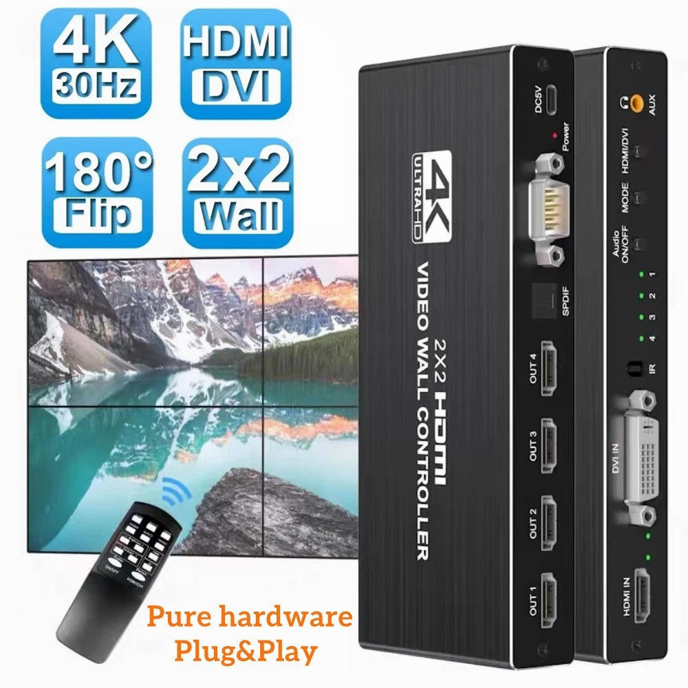 4K HDMI Video Wall Controller 2×2 HDMI DVI Video Multi Video Screen Processor