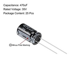25pack Aluminum Electrolytic Capacitors 470uF 35V 105C