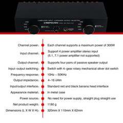 Selector Switcher Speaker Switch 4 Input 4 output Power Amplifier Speaker NEW