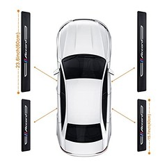4PCS Carbon Fiber & Textured Leather Car Door Sill Protectors, Compatible with