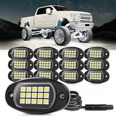 RGB/Pure White LED Rock Lights Kit, 8/12 Pods Car/Truck Underbody Underglow Kit