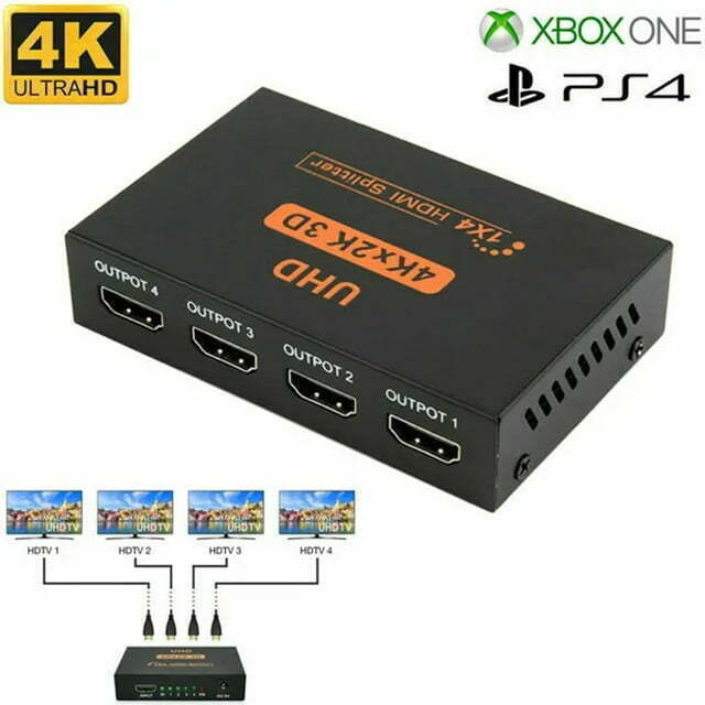 HDMI 2.0 Splitter 1 in 4 Out – 4K 3D HDMI Splitter 1×4 Duplicate / Mirror Screen
