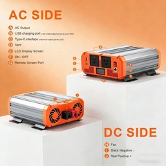 3000W Power Inverter Pure Sine Wave 12V DC to AC 110V 120V Home RV Off Grid US