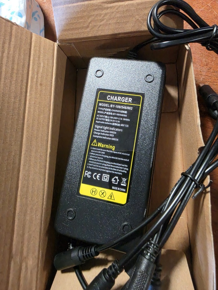54.6V Li-Ion Mains Charger for 48V 13S Battery Pack, Model BY-109/546/002