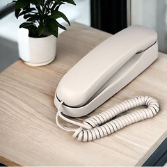 Trimline Corded Wall Phone – Elegant White Analog Phone for Seniors, 3.15”x9.06”