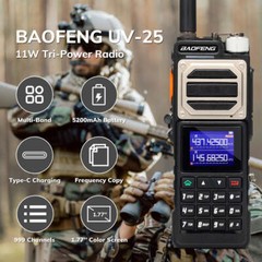 Baofeng UV-25 Dual Band Radio | 11W | NOAA | Airband | 5200mAh | USB-C Charging
