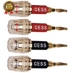 CESS-220 Pin Banana Plug to 4Mm Female Banana Jack/Speaker Wire, 4 Pack (Braided