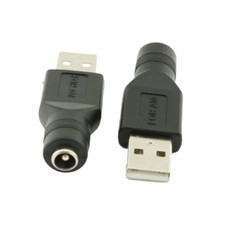 USB 2.0 A To DC Power Supply Charger 5.5mm x 2.1mm Male Female Converter Adapter