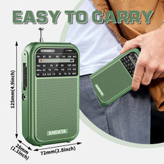 XHDATA D220 Portable AM/FM/SW Radio Compact Great Reception for Travel & Home US