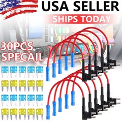 30PCS Car Add-a-circuit Fuse TAP Adapter Set Mini ATM APM 15 20 AMP US