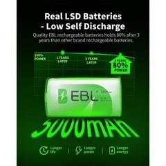 EBL Professional C Size Cell Rechargeable Batteries NIMH 1.2V 500Omah Lot