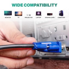 Lot of 1-100 VGA Monitor 15 Pin M/M Male To Male Cable Cord For PC TV Laptop