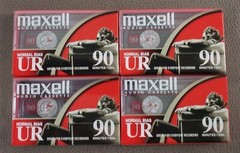 Four (4) Maxell UR 90 Blank Audio Cassette Tapes Type I Normal Bias, Indonesia