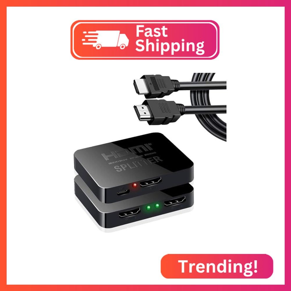 AKWOR HDMI Splitter 1 in 2 Out for Dual Monitors with a 5ft HDMI Cable 4K UHD Di